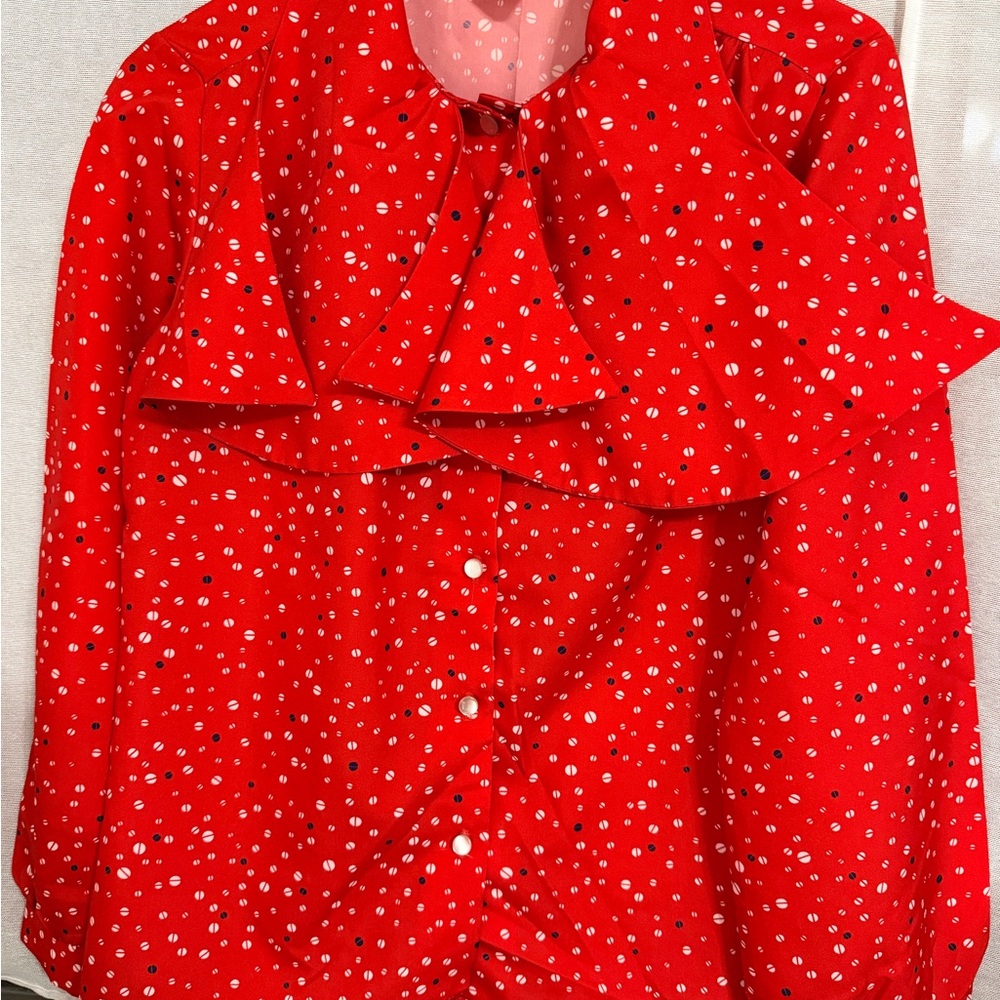 Vintage Blair Scarlet Blouse w/White Dots